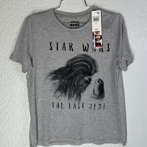 Star Wars Last Jedi Chewie & Porg T-Shirt Kids Medium NWT